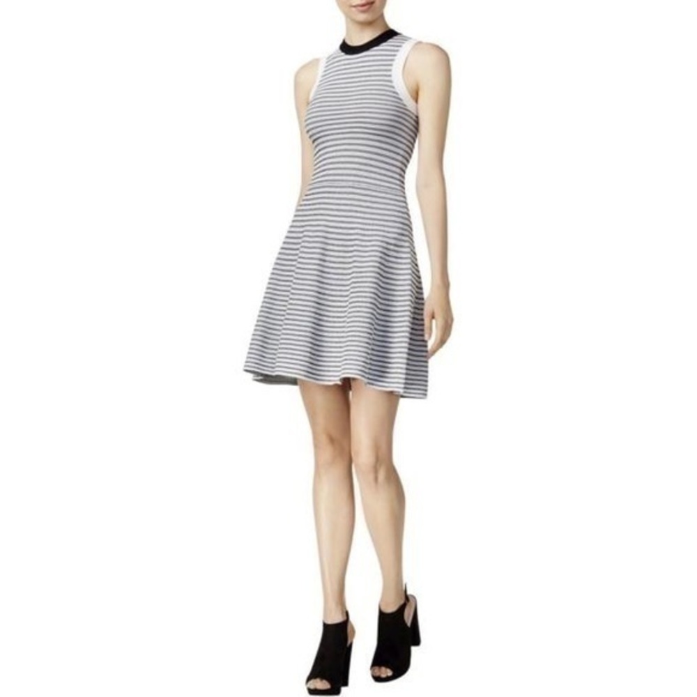 Bar III Womens B/W Contrast Trim Striped Casual